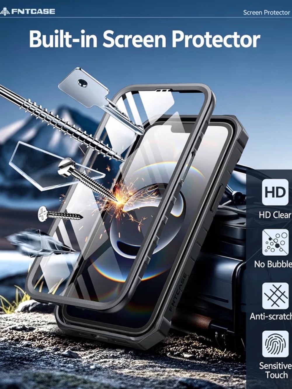 NIB FNTCASE iPhone 16e (2025) Rugged Phone Case | Built-In Screen Protector - Picture 3 of 6